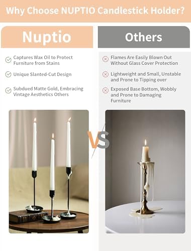 NUPTIO Black Candlestick Holders for Centerpiece: 3 Pcs Tall Candle Holders - Image 3