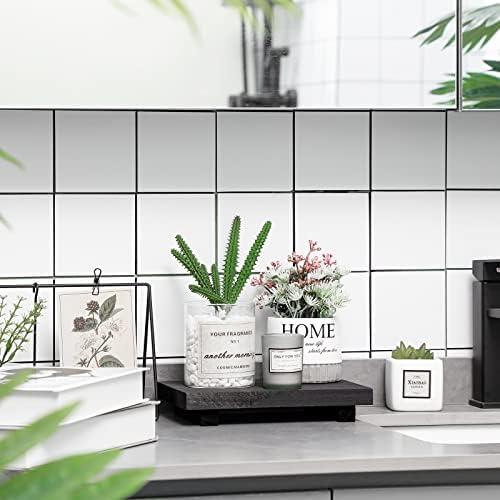 Nuogo Wood Pedestal Riser Stand for Kitchen Soap Tray,9 X 6 Inch,Black - Image 2