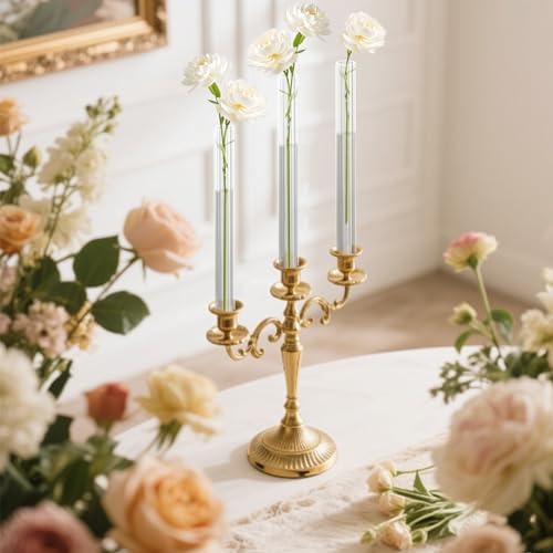 6 Pack 7.9” Acrylic Bud Vase — Striped Cylinder Bud Vase for Taper Candlesticks, Flower Vase with Silicon Rubber Case Fits Candlestick Size 20-22mm, Perfect for Tablescapes, Weddings & Home Decor - Image 6