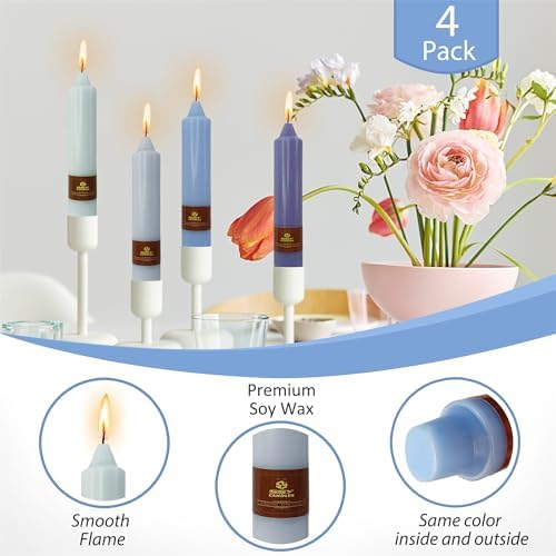 Gradient Taper Candles Blue Candlesticks,Gedengni 7Inches Dripless Tapered Candle Tall Candle Sticks Colorful Dinner Candles for Home Decor Wedding Festive Holiday,18D-BLUMIX - Image 3