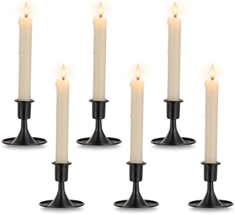 Black Candlestick Candle Holders for Taper ：6 PCS Romadedi Candle Stick Holder Set Vintage Table Centerpiece Halloween Decoration Wedding Christmas Fireplace Mantel Home Deocr by ROMADEDI