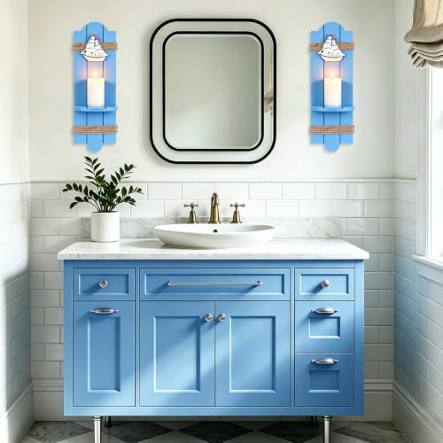 DETENE Wooden Wall Candle Holder 2 Pack, Nautical Beach Wall Sconce Decor - Image 6