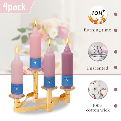 Handmade Unscented Taper Candles Slow Burn Gradient Pink Candles 5 Inch Short Dinner Candle Sticks Smokeless Wax Candles Unique Design for Weddings Holiday Gift Home Decoration - Image 3
