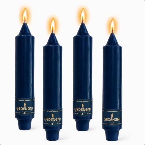 Navy Candlesticks Short Taper Candle,7inches Blue Candle Sticks Dripless Tapered Candles for Home Decor Weddings Festive Party Holiday by Gedengni