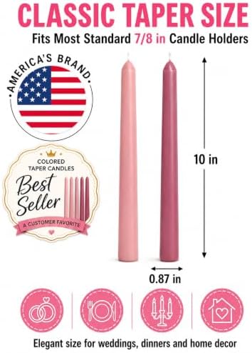 Gradient Dusty Rose Taper Candles for Dinners Parties Home Décor - Image 2