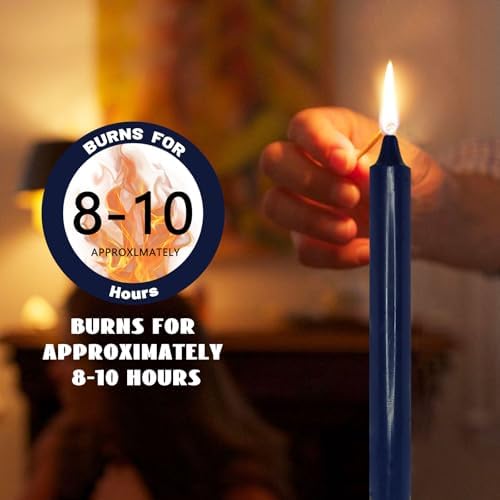 NJAO HOO Indigo Candlesticks 10 Inch Handmade Dripless Taper Candles Unscented Colored Candle Set, Pack of 4 - Up to 9-11 Hours Burn - Image 5