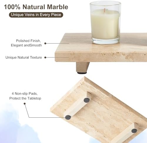 Natural Travertine Tray Pedestal Stand, Stone Riser for Bathroom & Kitchen - Image 3