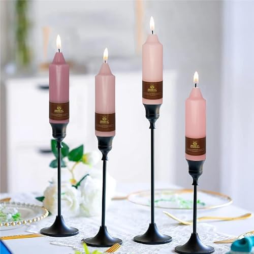 Short Taper Candle Colored Candlesticks - 5inches Colorful Tapered Candles Pink Candle Sticks Dripless Wax Candle for Home Décor Weddings Festive Dinner Party (7D4PC-PINKGRA) - Image 6