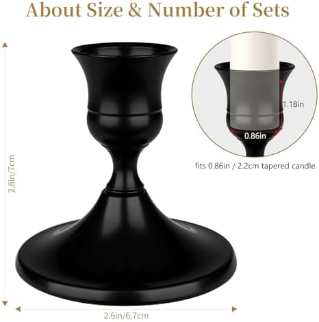 Black Candle Holder Taper Candle Holders, Set of 9 Candlestick Holders Decor for Home Decor, Metal Taper Candleholder for Fall Thanksgiving Halloween Christmas Table Fireplace Decor - Image 2