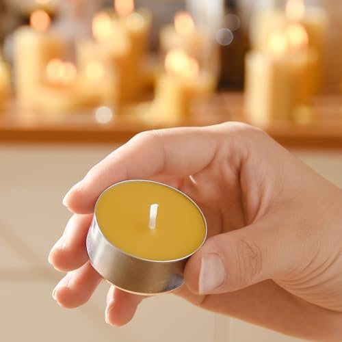 50PCS Beeswax Tealight Candles, Aluminum Cups, 4H Burn, Unscented - Image 5