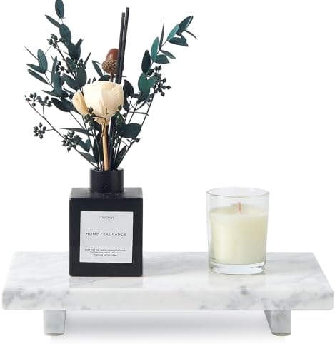 Natural Marble Tray Pedestal Stand – Soap & Jewelry Riser for Bathroom Counter, Kitchen Sink, Vanity Organizer, Decorative Stone Catchall for Perfume, Candles by SumlusMarbleTheory