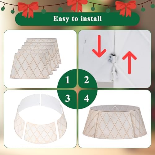 Lanpn Metal Christmas Tree Collar 24 inch, Christmas Tree Ring Collar for Small Mini Pencil Xmas Stand Cover Real Artificial Trees Indoor Outdoor Decoration (White, Diamond) - Image 6