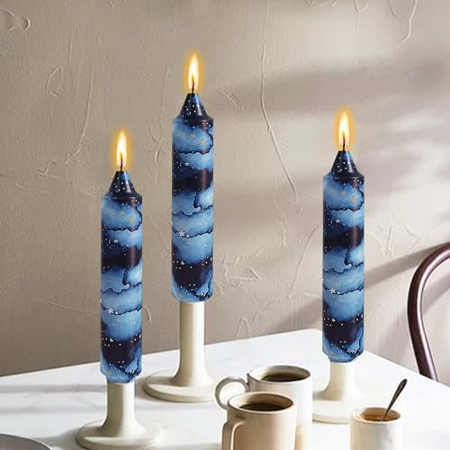 7 inch Short Candle Rustic Taper Candles Printed Candlestick Handmade Unscented Taper Candle 4 pcs Smokeless Tapered Candles for Home Dinner Wedding Holiday - Image 2