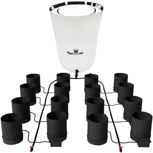 AutoPot 16 Pot GeoPot System with 3 Gallon Fabric Pots - Self-Watering, Gravity-Fed Hydroponic Systems (16Pot with 60 gal PRO Flexi Tank) Indoor, Black