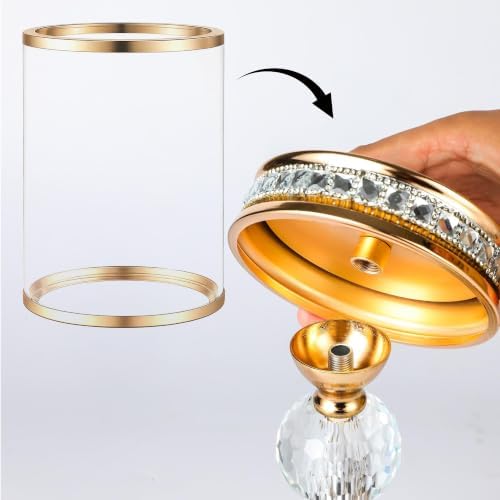 Hurricane Candle Holder, 12.6" Tall Metal Stand, Glass Pillar Candle Holder - Image 5