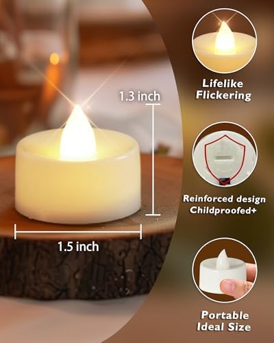Homemory 100-Pack Flameless Tea Lights Candles Battery Operated, 200+ Hours - Image 5