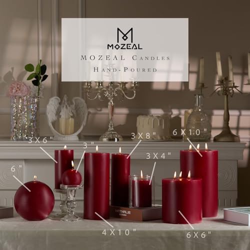 MOZEAL Hand-Poured, 6 Inch Dark Red Large Round Ball Candles - Elegant Dark Red Round Pillar Candles, Dripless, Unscented, Smokeless, Ideal for Intimate Gatherings. - Image 5