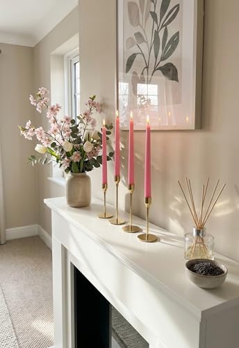 10" Classic Taper Candles, Pink, 4-Pack, 7-8 Hours Long Burning, Unscented Tall Candlesticks - Image 5