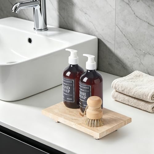 Natural Travertine Tray Pedestal Stand, Stone Riser for Bathroom & Kitchen - Image 4