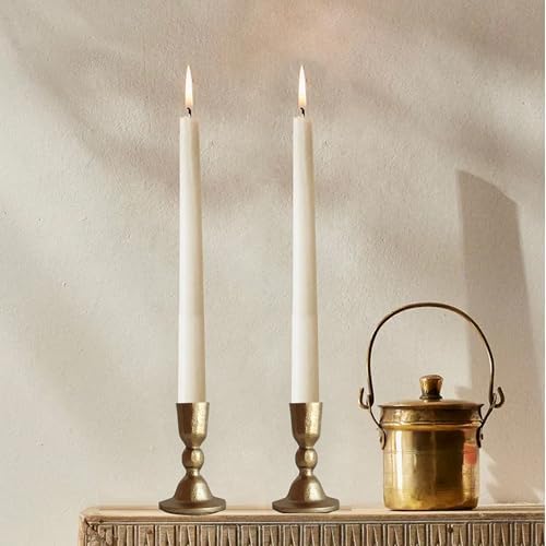 Antique Brass Iron Taper Candle Holders - Candlestick Holder for Weddings, Dining, and Parties, Candle Stand Set of 2 - Image 3