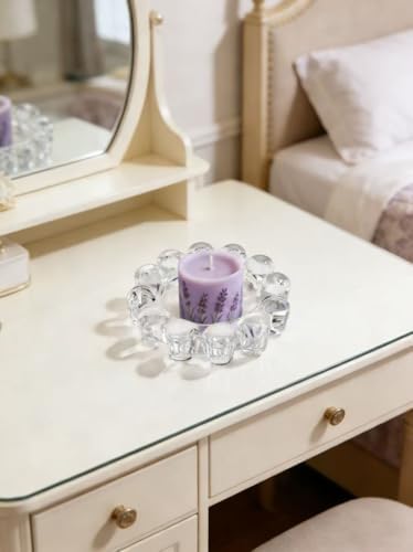 khtumeware Chic Clear Bubble Glass Candle Dish – Modern Clear Glass Candle Holder for Tealights & Diffusers, Decorative Tray for Home & Tabletop Decor（2 Pack） - Image 5