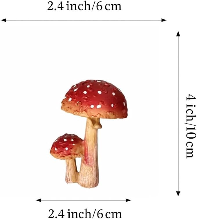 6 PCS Mushroom Decor Fairy Garden Accessories Outdoor - Assorted Sizes Resin Garden Mushrooms, Colorful Mushroom Figurines Yard Art Ornaments for Lawn, Patio, Plant Pot Decor