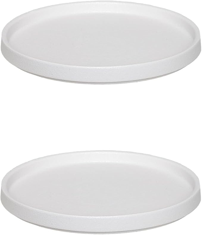 Ceramic Plant Saucer 5 Inch, 2 Pack Round Plant Saucers for Indoors/Outdoors, Flower Pot Saucers for Holding Water Drips and Soil, Ceramic Drainage Tray for Plant Pot(Frosted White)