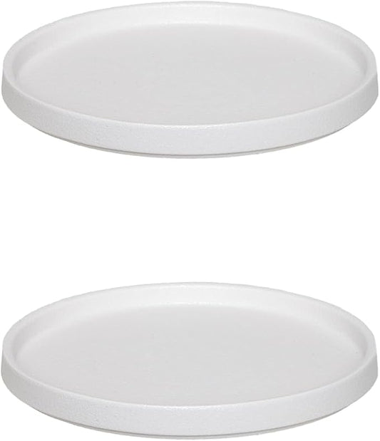 Ceramic Plant Saucer 5 Inch, 2 Pack Round Plant Saucers for Indoors/Outdoors, Flower Pot Saucers for Holding Water Drips and Soil, Ceramic Drainage Tray for Plant Pot(Frosted White)