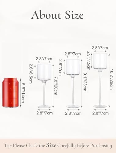 Tall Glass Candle Holder: Long Stem Candle Stand 3 Pcs - Image 4