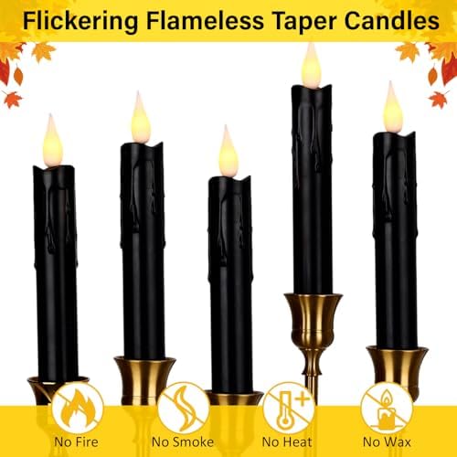 Baquler 24 Pcs 6.5" Black Flameless Taper Candle LED Stick Battery Operated - Image 3