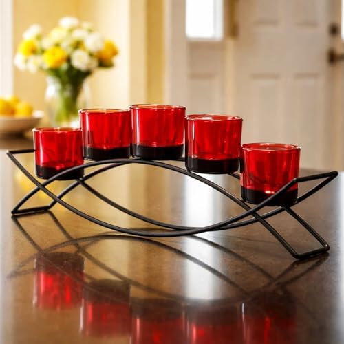 Seraphic Centerpiece Table Decoration, Candle Holder Dining Room Decor, Red by Seraphic