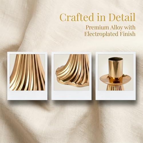 Taper Candle Holders Set of 12 - Victorian Style Gold Vintage Modern Decor, Table Mantel Centerpiece for Wedding Housewarming, Fits Standard Taper Candles - Image 4
