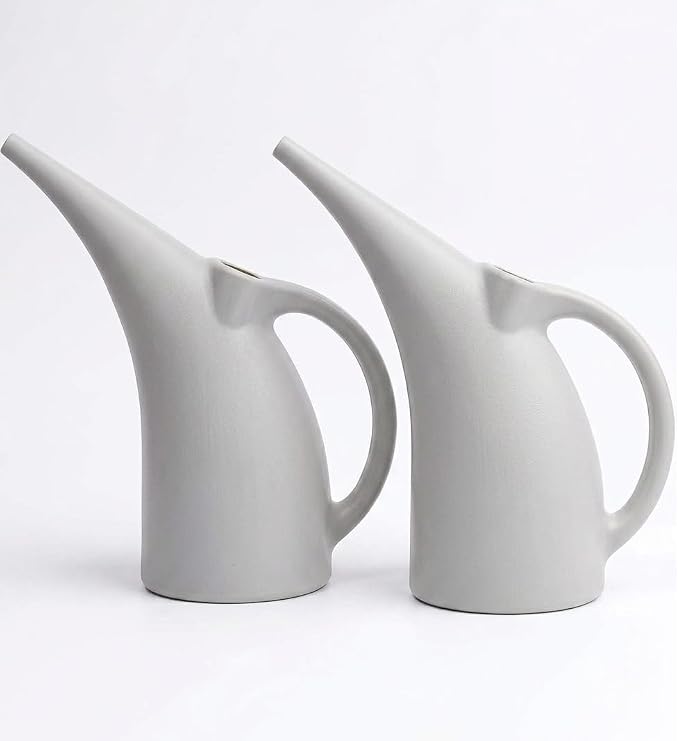 2 Pack Watering Can 1/2 Gallon - Small Watering Can for Indoor Plants - Outdoor Watering Can - Gray Plant Waterer - Plastic Watering Can for Garden
