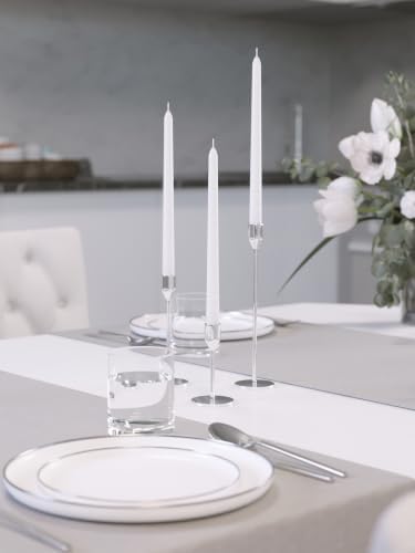 CANDWAX 10 inch White Taper Candles - 24 Pack for Wedding Table Decor & Centerpieces - Dripless Smokeless Long Lasting Unscented Candlesticks - Value Set for Dinner Table & Home Decor - Image 5