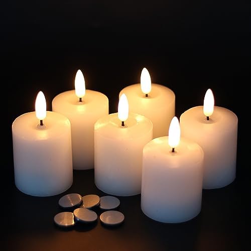 GenSwin Wax Votive Flameless Candles Battery Operated with Timer White by GenSwin