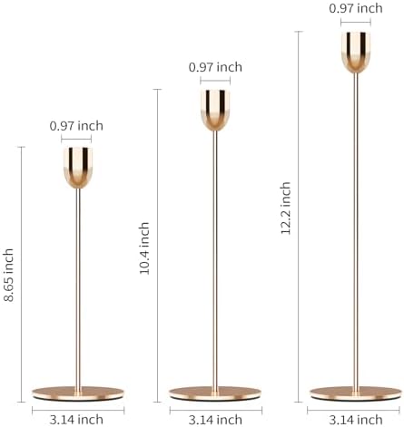 ChefBee 6PCS Gold Tall Taper & Pillar Candle Candlestick Holder - Image 2