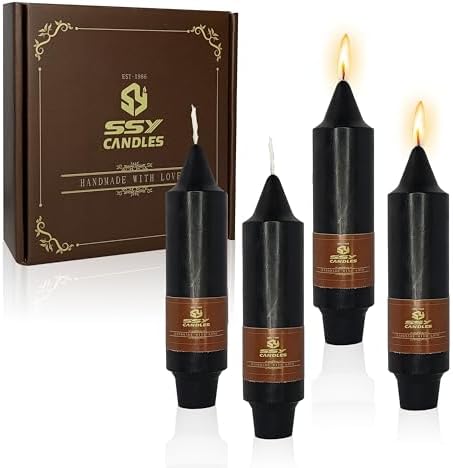 Black Short Taper Candle Candle Sticks, 5 Inch Mini Pillar Candles, 4PCS Handmade Unscenteds Candlesticks for Festive, Party, Spell, Wedding, Home Decor by FCMSHAMD