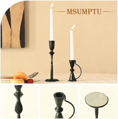 Candle Sticks Holder Decor, Set of 2 Vintage Black Candle Holders, Modern Decorative Tapered Candlestick Holders Centerpiece for Dining Table Centerpiece, Wedding, Party Decor - Image 4