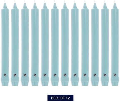 Colonial Candle Unscented Taper Candle, Classic Collection, Coastal Blue, 8 in, Pack of 12 - Up to 6 Hours Burn - Image 2