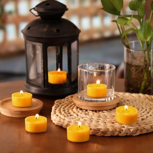 Citronella Scented Tea Lights Candles – Yellow – 6 Hour Burn – 100% Palm Wax – Scented Tealight Candles for Outdoor Summer Nights, Patio Dining – 16 Pack Scent Votive Candle - Image 5