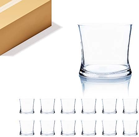 WGV Unique Bouquet Vase Bulk, 5.5" W, 5" H, Clear Short Hurricane Concaved Gathering Glass Floral Candle Holder, Home Wedding Event Decor, 12 Pieces (VHV0505) by WGVInternational-OpusGlassware