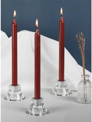 CANDWAX Bordeaux Taper Candles Pack of 12 - Slow Burning Dripless Unscented Straight Candles 12 inch - Ideal for Dinner Table - Smokeless Long Candlesticks - Image 5