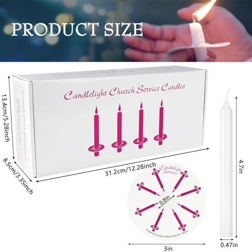 150 Pack Church Candles Bulk – 5 Inch Unscented White Taper Candles with Drip Protectors, Smokeless Prayer Candles for Vigil, Memorial Services, Shabbat, and Religious Ceremonies - Image 3