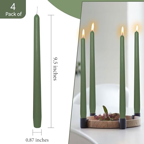 10 inch Forest Green Taper Candles Set of 4 - Cedar Scented Taper Candles Smokeless Candle - Slow Burning Candle Sticks for Home Wedding Dinner Holiday Party - Image 5