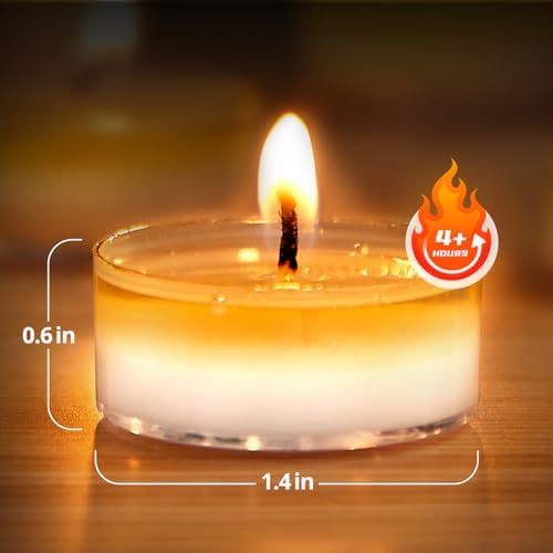 Unscented Soy Tea Lights Candles 50 Pack Bulk,4 Hour Clean Burn Tea Candles - Image 2
