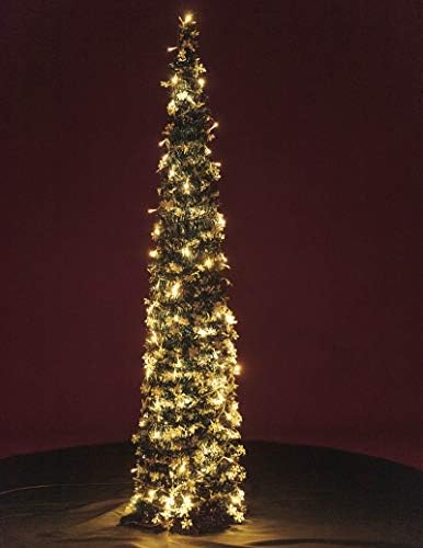 Pop-Up Artificial Christmas Tree with 100LED Lights,Collapsible Pencil Christmas Trees for Holiday Carnival Party Christmas Decorations (Green) - Image 6