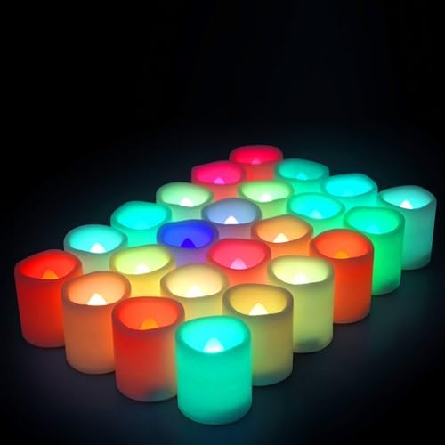 Battery Operated Flameless LED Color Changing Votive Candles Lights 12 PCS by CANDLE+CHOICE