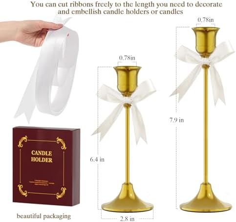 FSyueyun Gold Candle Holders Set of 2, Elegant Metal Candlestick Holders - Image 2