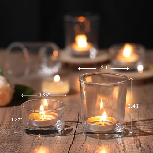 72pcs Clear Assorted Votive Candle Holders, Glass Candle Holder for Wedding Decor, Tealight Candle Holder for Table Centerpiece, and Party Decor - Image 2