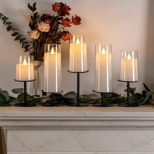 Homemory Fall Halloween Table Decor, Black Metal Candle Holders Set of 5 - Image 6
